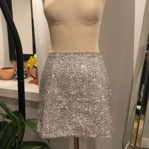 Sequin skirt with rhinestone trim